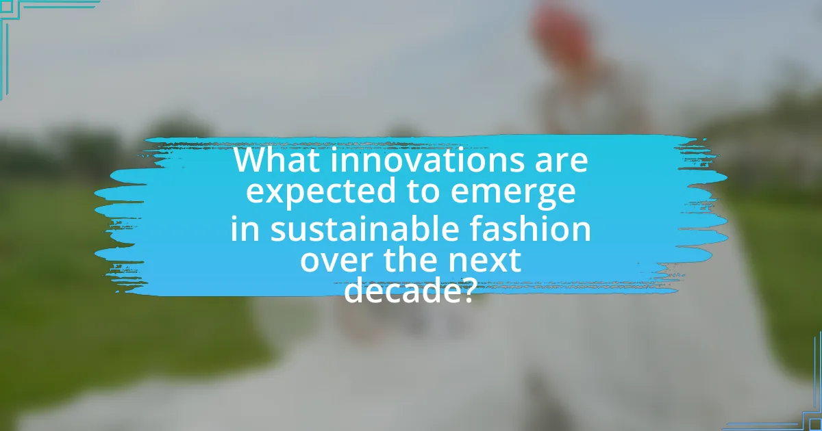 What innovations are expected to emerge in sustainable fashion over the next decade?